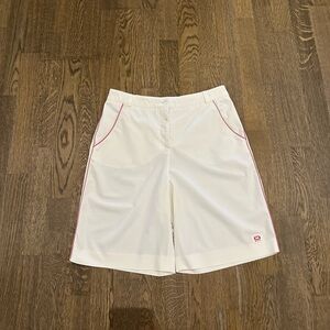 Escada White Golf Shorts with Pink Accents – Size EU 34